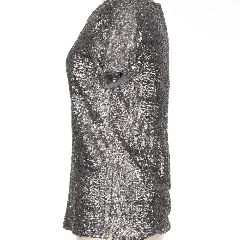 Velvet Silver Sequin Short Sleeve T-Shirt - Picture 4 of 10